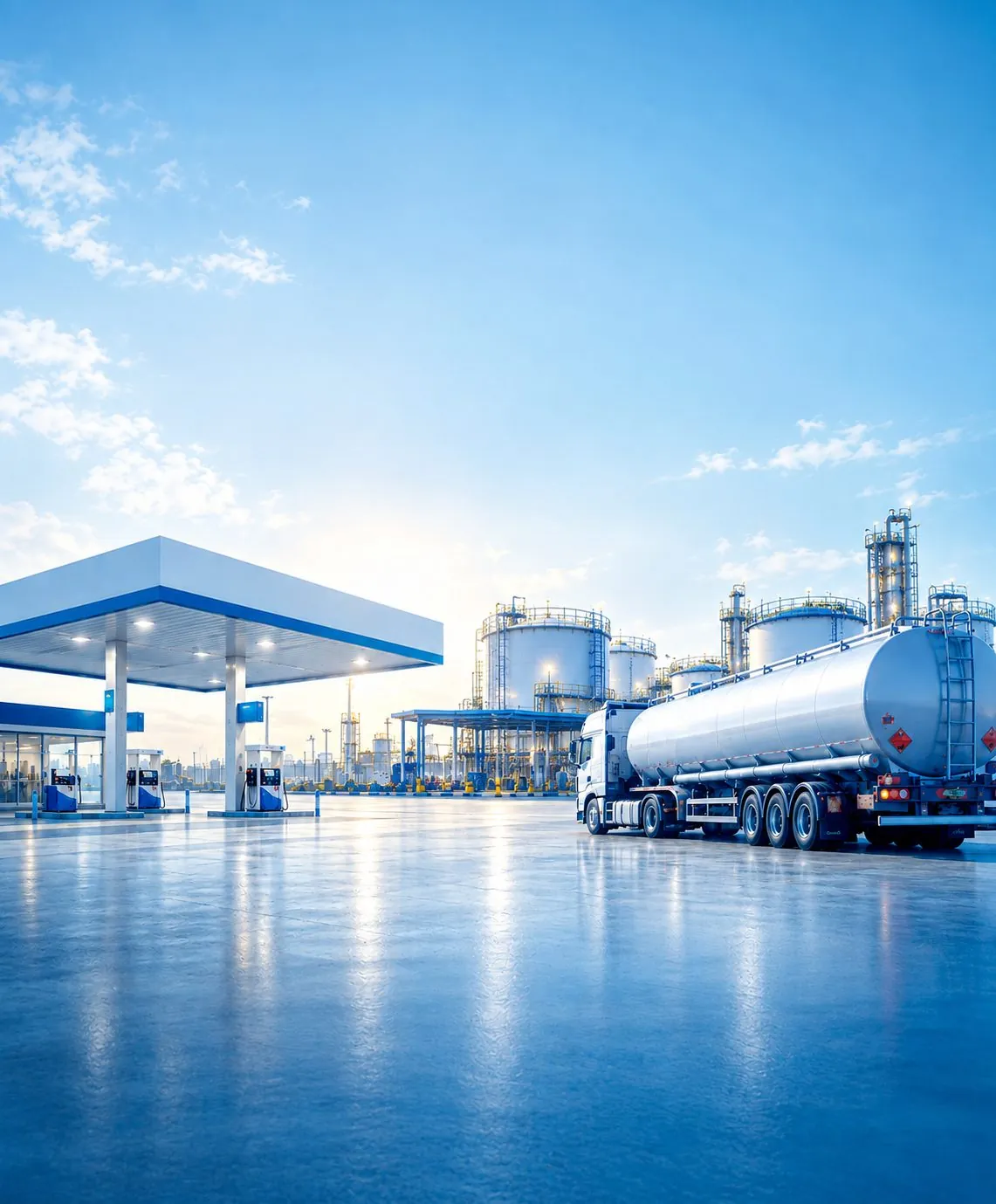 Estaci&oacute;n de servicio, terminal de almacenamiento y pipa de combustible